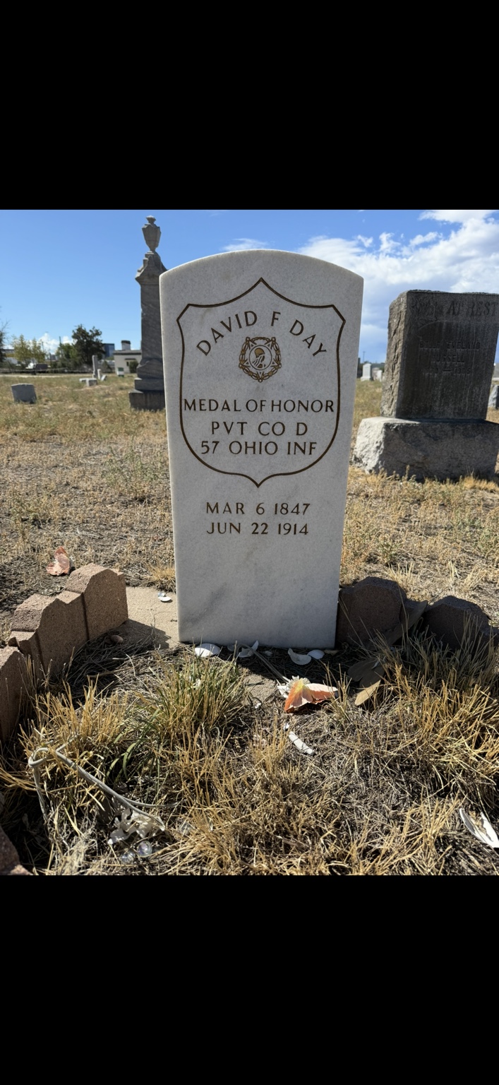 David F. Day’s Medal of Honor headstone at Riverside Cemetery in Denver